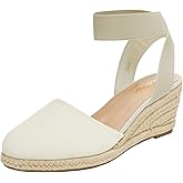 DREAM PAIRS Women's Elastic Ankle Strap Espadrilles Wedge Sandals