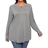 Beocut Plus Size Thumb Hole Long Sleeve Shirts Women Raglan Tshirts Casual Tunic Tops