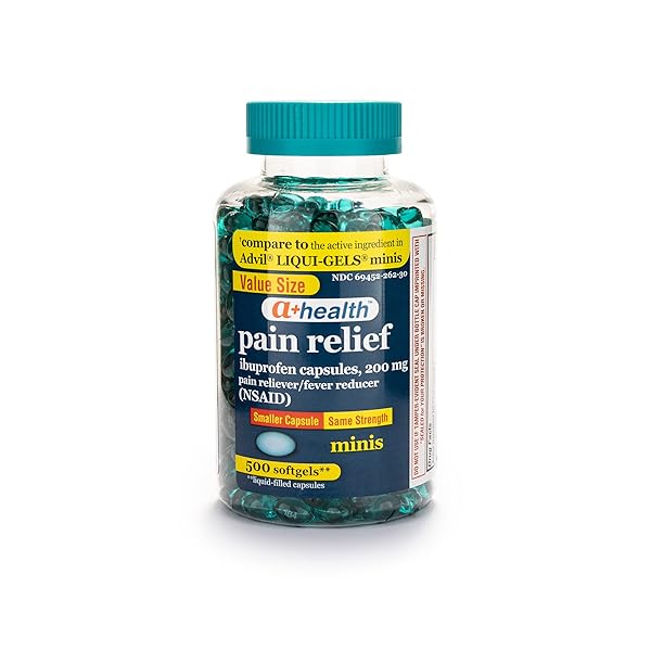 A+HEALTH MINI IBUPROFEN 200 MG SOFTGELS, PAIN RELIEVER/FEVER REDUCER (NSAID), 500 COUNT