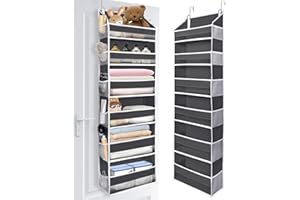 ULG Over The Door Organizer with 6 Large Pockets 12 Side Pockets, 50lbs Weight Capacity Door Hanging Organizer for Bedroom, Bathroom, Pantry, Nursery Storage, Dark Gray