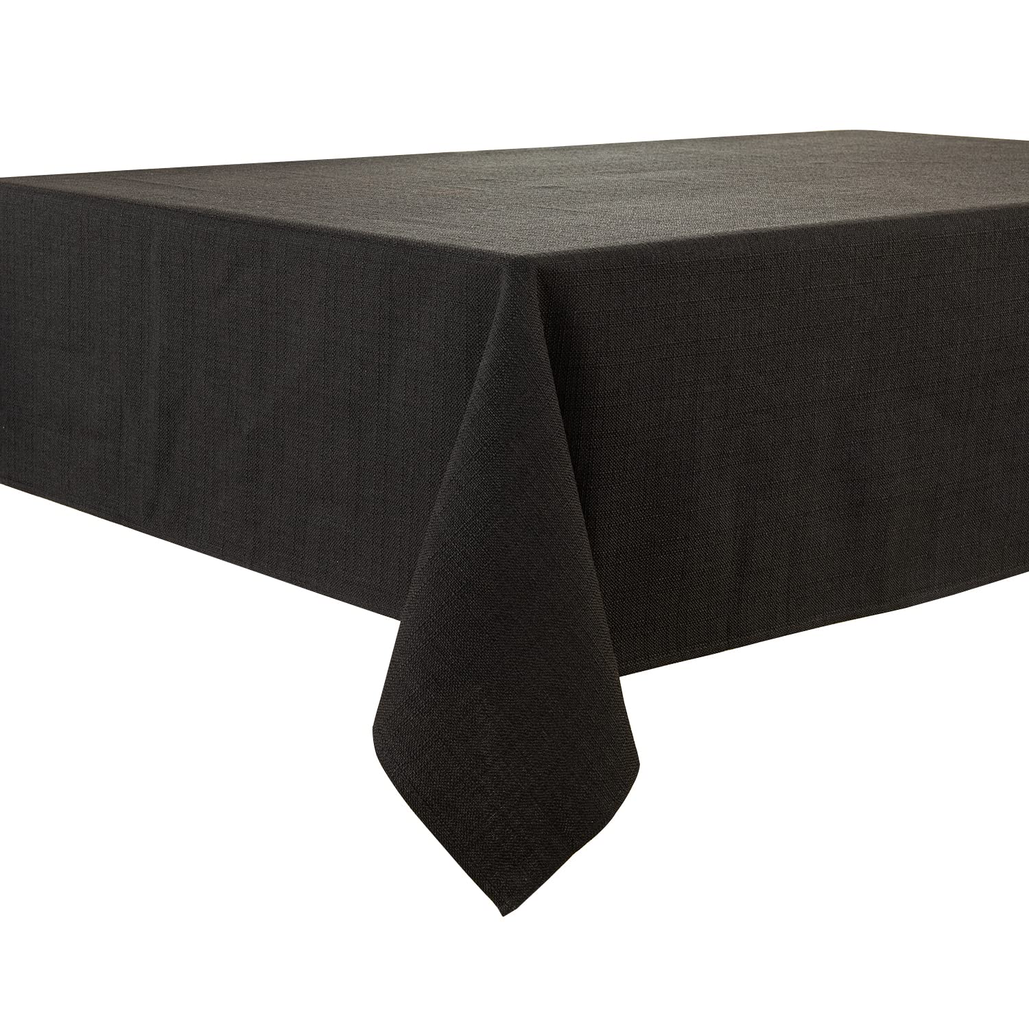 BALCONY & FALCON Rectangle Tablecloth, Wrinkle Resistant and Water Proof Table cloth, Decorative Linen Fabric Tablecloths for Dining, Parties, Kitchen, Wedding and Outdoor Use (Black, 140x180cm)