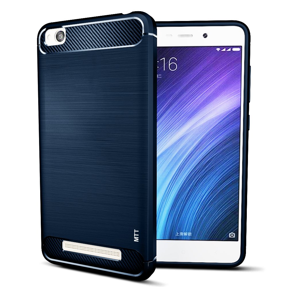 MTT Carbon Fiber Armor Back Case Cover for Xiaomi Redmi 4A (Navy)