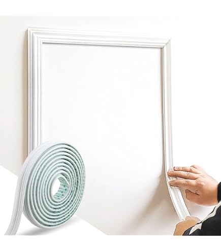 Flexibele Molding Trim Peel-Stick Plint Trim Overschilderbaar Flexibele Plint Molding 3D Waterdichte Caulk Strip Zelfklevende Muur Base Cove Base, Decoratieve Trim Decor Tape voor Muur/M (Grootte