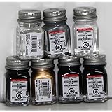 Testor's Enamel Paints - 7 Pack Basics - Set 16 - 1/4 oz- Gloss White, Gloss Black, 2x Flat Black, Metallic Silver…