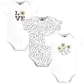 Hudson Baby Infant Girl Cotton Bodysuits, Sunflower Love, 0-3 Months