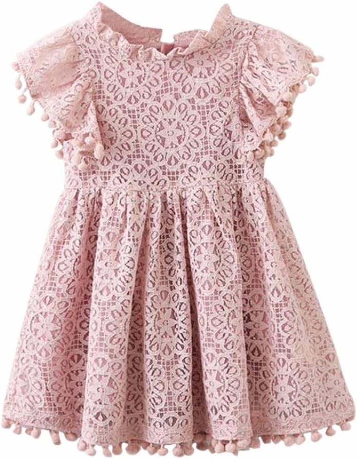 squarexGirls Dress, Kids Baby Floral Print Lace Princess Hollow Dress Clothes