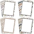 Whaline 120Pcs Boho Stationery Paper Colorful Computer Border Print Paper 4 Designs Letterhead Blank Printing Writing Letters for School Classroom Home Supplies, 8.5 x 11 Inch