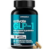 GLP-1 Support Supplement for Weight Management &amp; Appetite Control for Men &amp; Women &ndash; With Akkermansia, Berberine, Inulin, EGCG, Probiotics &amp; Polyphenols for Gut Health, Digestion, Hunger &amp; Cravings