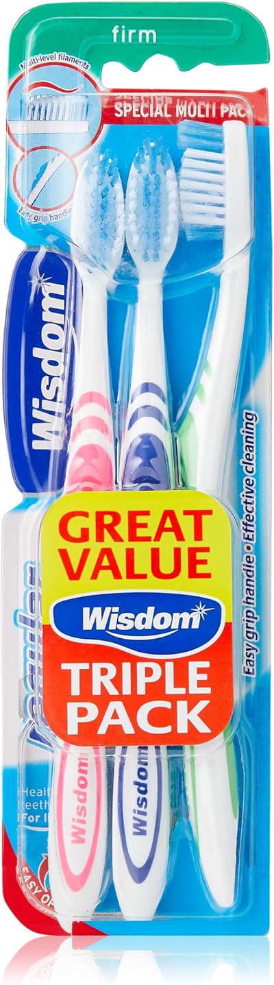 Wisdom Regular Fresh Plus Firm Toothbrushes - Triple Pack of 3