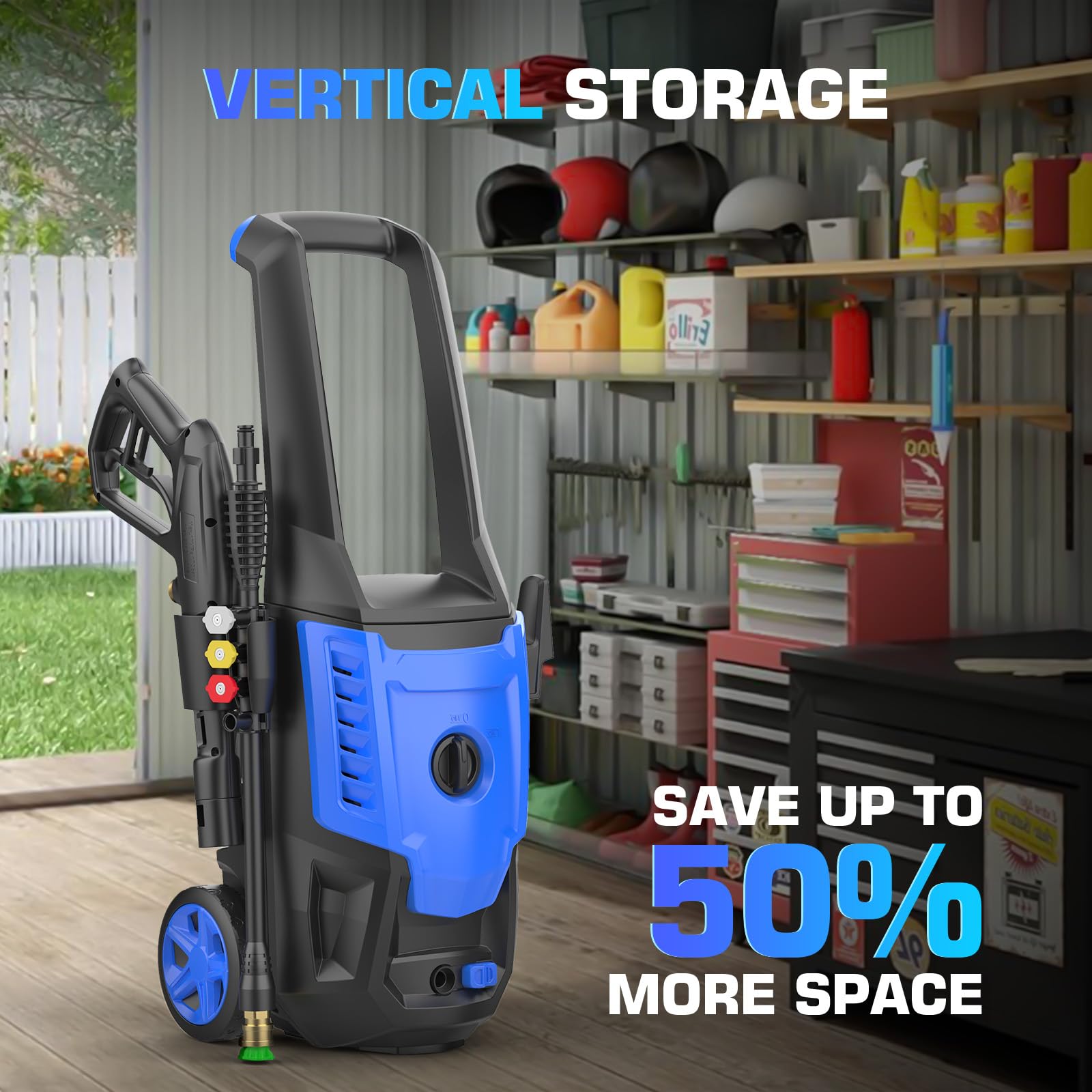 Professional Pressure Cleaner 5000PSI, 4.0GPM Portable Power Cleaner with 4 QC Nozzles and Soap Bottle, Cleaner Machine for Cars/Home/Driveways/Patios/Decks/Fences (Blue)