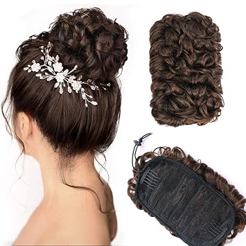 Amazon Com Messy Curly Dish Hair Bun Extension Easy Stretch Hair