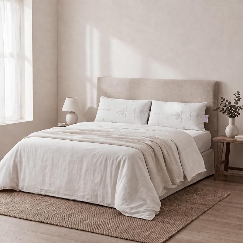 Oreiller viscoélastique en aloès Vera, Noyau Compact viscoélastique pour Le col et Le Cou, fermeté Moyenne-élevée, Double Fermeture éclair (75 cm).