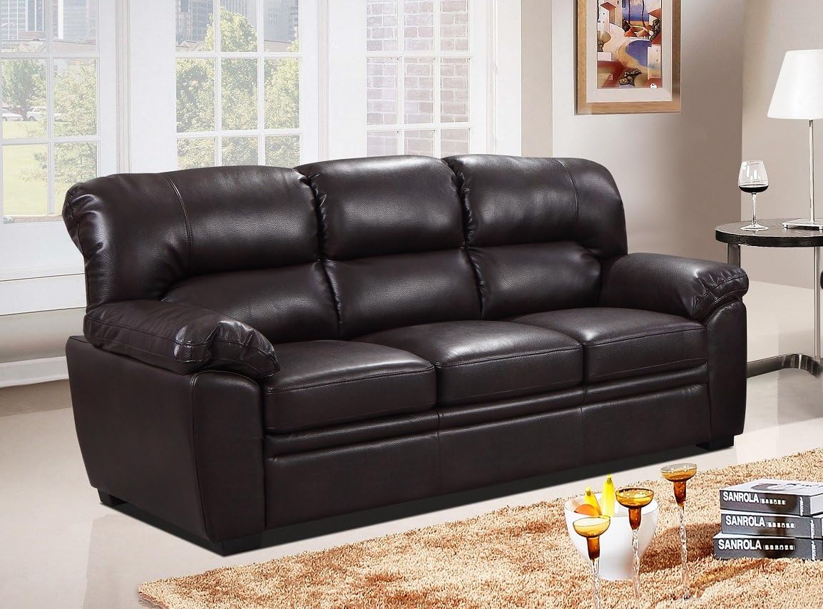 SC Furniture Ltd Brown Leather Gel Fabric Material 3 Seater Sofa Suite SYLVANNA