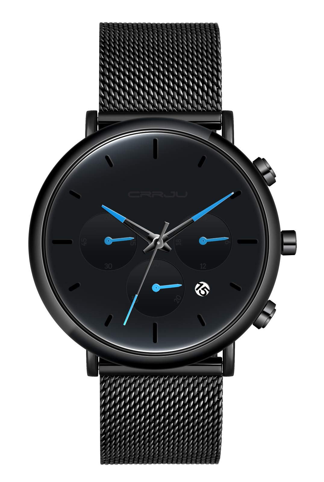 MicLee Men's Wrist Watches, Quartz Watch, Multi-Function Business Watch, Casual Watch, with Calendar, Alloy Watch, Mineral Glass dial Window, Stainless Steel mesh Band