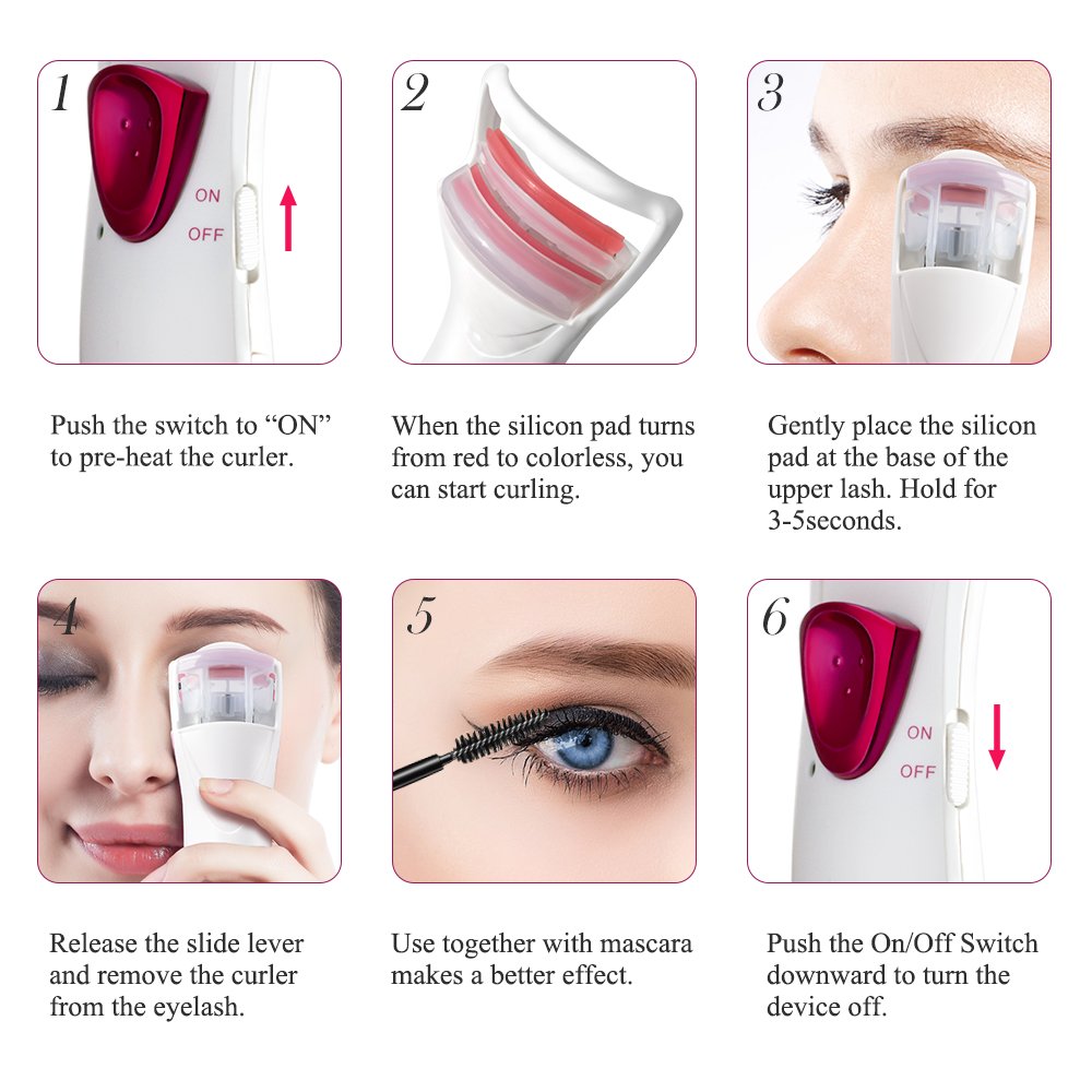 TOUCHBeauty Heated Eyelash Curler with Double Silicone Pad,Long-lasting Eyelash Curls Pink TB-2016