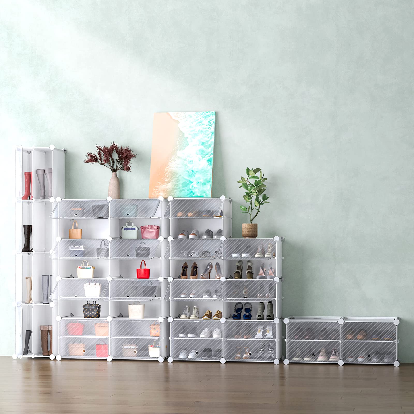 Covered Rack Orginazer Mua Shoe Rack Organizer, 4 Cube 8 Tier Covered Storage Cabinet 16 Pairs ...