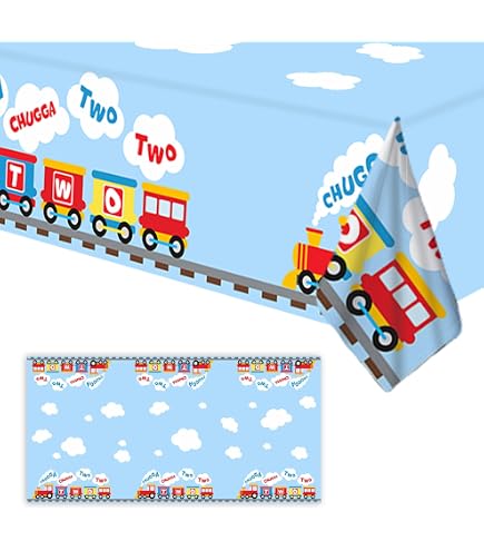 Adirasenotek 3-Pack Freight Train Party Tablecloths - 87x54 Inch Rectangular Plastic Disposable Covers For Kids' Birthday & Baby Showers - View #8