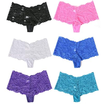 6 Pack Womens Hipster Lace Trim Boyshort Underwear Panties Sheer Plus Size