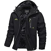 FASKUNOIE Men's Winter Ski Jackets Fleece Water Resistant Snowboard Coats Thermal Insulated Jacket Parka Raincoat with Hood