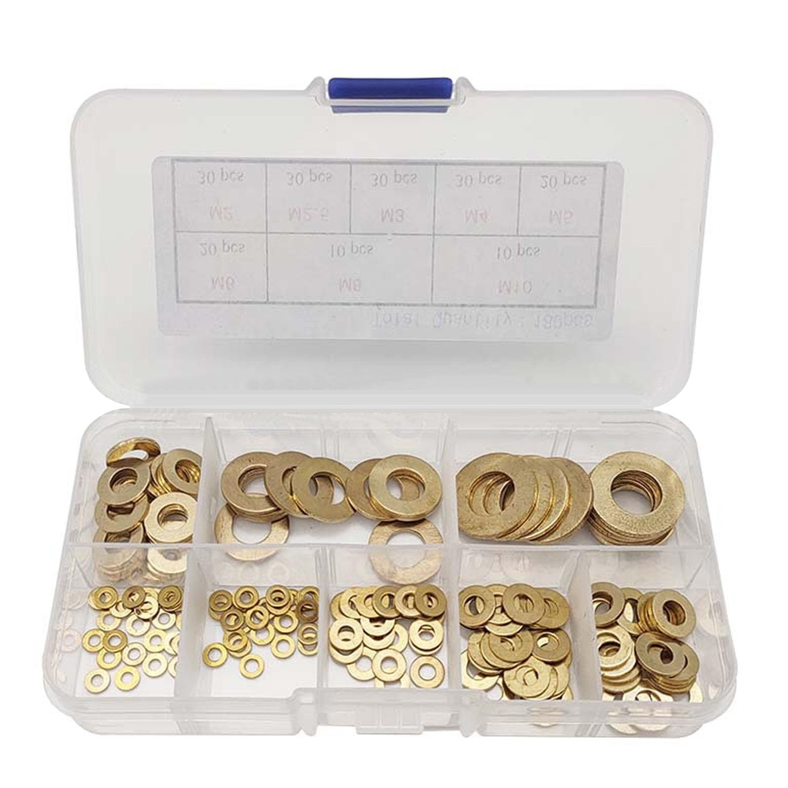 180pcs Brass Combination Washers with Plastic Box M2/M2.5/M3/M4/M5/M6/M8/M10