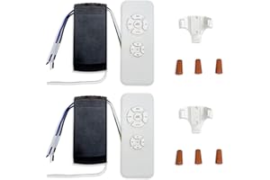 Onnzuw 2 Pack Ceiling Fan Remote Control Kit Universal 3 in 1 Wireless Control Receiver Kits Light Timing & Speed for Harbor Breeze Hampton Bay Lichler Ceiling Fans Light Remote for Ceiling Fan Lamp