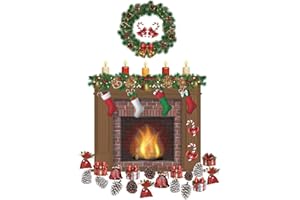 TOARTI Christmas Fireplace Wall Sticker Merry Christmas Wall Decals Fireplace Backdrop Decorations Xmas Holiday Decoration Fi