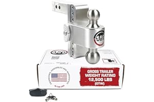 Weigh Safe Adjustable Trailer Hitch Ball Mount - 6" Adjustable Drop Hitch for 2" Receiver - Premium Heavy Duty Aluminum Trailer Tow Hitch w/ Stainless Steel Tow Balls (2" & 2 5/16") - 12,500 lbs GTW