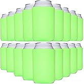 TahoeBay Blank Beer Can Cooler Sleeves (25-Pack) Bulk Sublimation Blanks for Vinyl Plain Soft Foam Can Sleeves Coolers for Soda Cans & Bottles Black, White, Assorted Solid Color (Neon Green)