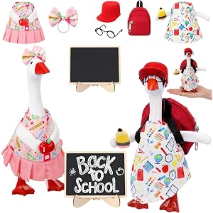 Hahafelt 2 Sets 7 Inch Desk Goose Outfits Back to School Desk Goose Cloths Accessories for Desktop Geese Statues Office Class