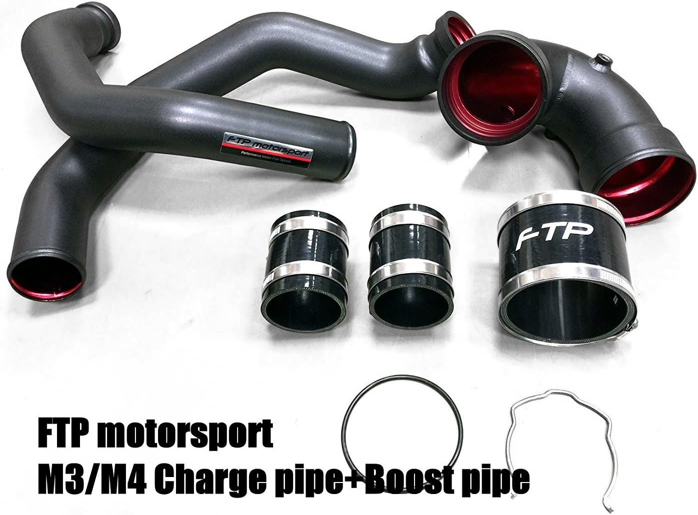 FTP Charge Pipe Kit & Boost Pipe for BMW M power F80 M3 / F82 M4 S55 Engine Black Aluminum