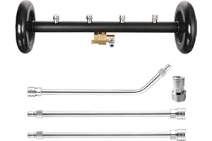 Tool Daily Undercarriage Pressure Washer Attachment 16 Inch, Dual-Function Undercarriage Cleaner for Power Washer and Garden Hose, Under Car Wash Water Broom with 3 Pieces Extension Wand, 4000 PSI