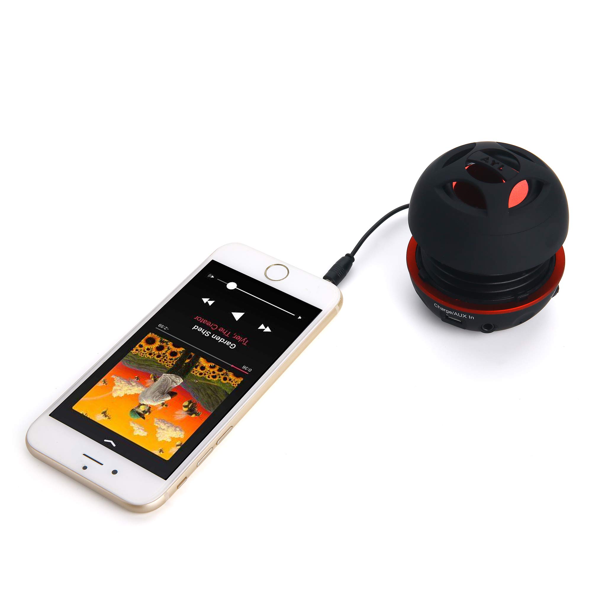 AYL Mini Speaker System, Portable Plug-in Speaker with 3.5mm Aux Input, External Audio for Laptop Computer, MP3 Player, iPhone, iPad, Cell Phone (Black)