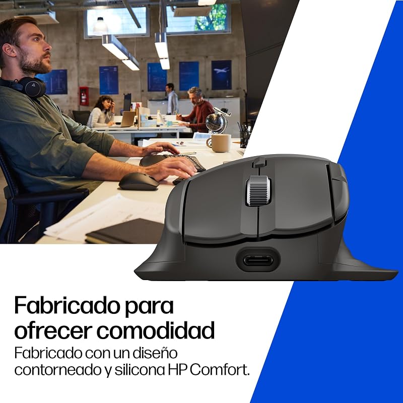 Rato Ergonómico Sem Fios 780M com Scroll Ultra Rápido, Super Capacitor Recarregável, 6K dpi, Bluetooth, Roda de Scroll Lateral, Multi Dispositivo, Compatível com Windows e Mac
