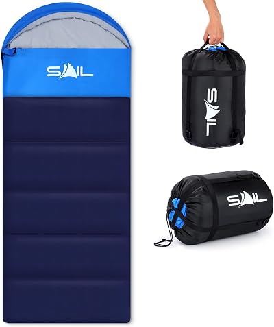 SAIL 3 Season Sleeping Bag Kids & Adults Extra Wide 220cm 1.3kg Blue