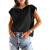 Sheocivy Womens 2026 Spring Trendy Cap Sleeve Tops Casual Crewneck Sweater Vest Tank Tops Cute Knit Shirts Summer Outfits