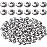 100pcs Stainless Steel Round Spacer Bead Smooth Beads Saucer Spacers Jewelry Spacer Charms for DIY Earring Necklace Bracelet Jewelry Crafts Making