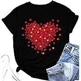 Valentine Shirts for Women Love Heart Graphic Tees Tops Cute Valentines Shirt Short Sleeve Tshirts