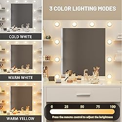 Furmax Vanity Desk with Mirror, LED Lights and