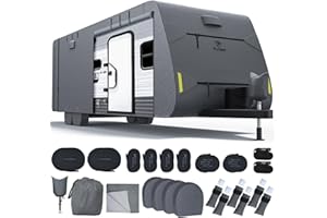 Fonzier Extra Thick 7 Layers Travel Trailer RV Cover, Anti-UV, Weatherproof, Rip-Stop, Utility Heavy Duty RV Cover 31'7"-34'