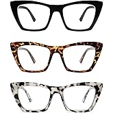 AMOMOMA Oversized Reading Glasses for Women,Trendy Cat eye Blue Light Computer Reader AM6028
