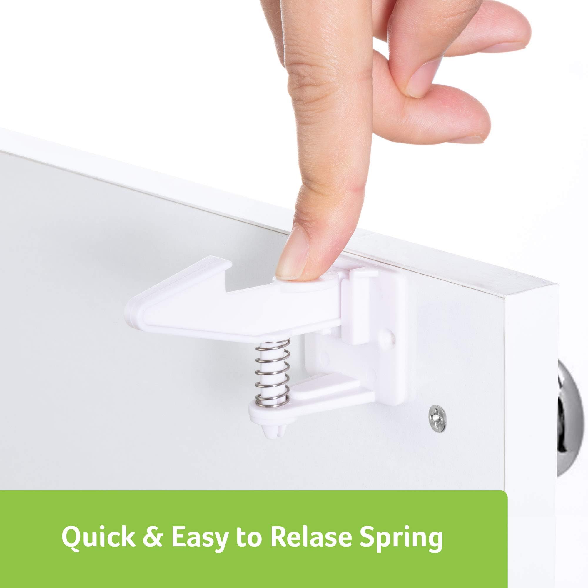 Baby Proofing - Child Safety Cabinet Locks | Multi-Use Toddler Latches to Childproof and Lock Drawers, Cabinets, Refrigerators, Pantry, Toilet, Ovens and Doors | One Button Open w/Firm Press (8 Pack)