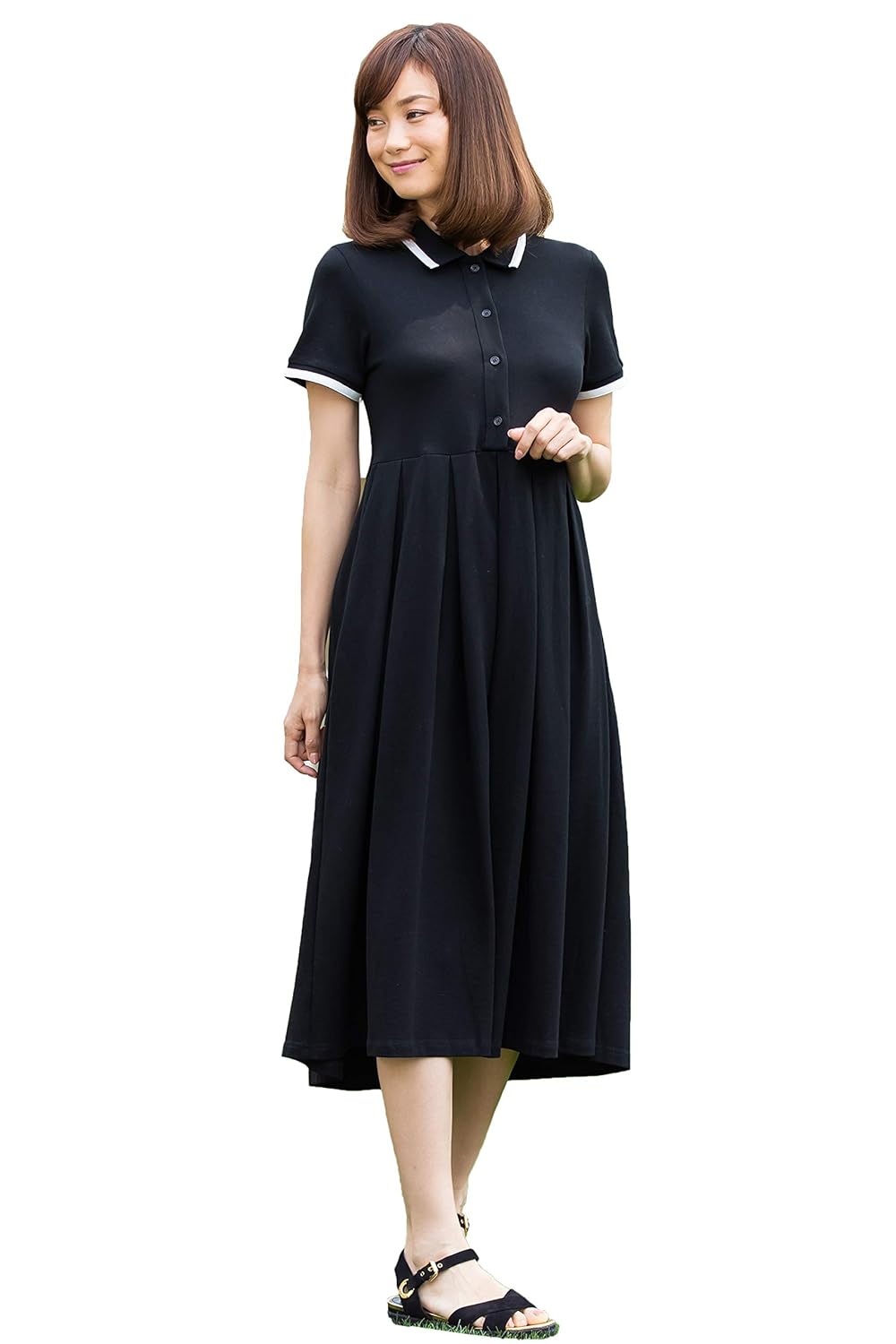 激安先着 ポロワンピース 授乳服 マタニティ Mommy Sweet コットン授乳キャミワンピ B07s7422qw ブラック M 2点セット マタニティウェア授乳服 Cpcms Uct Cl