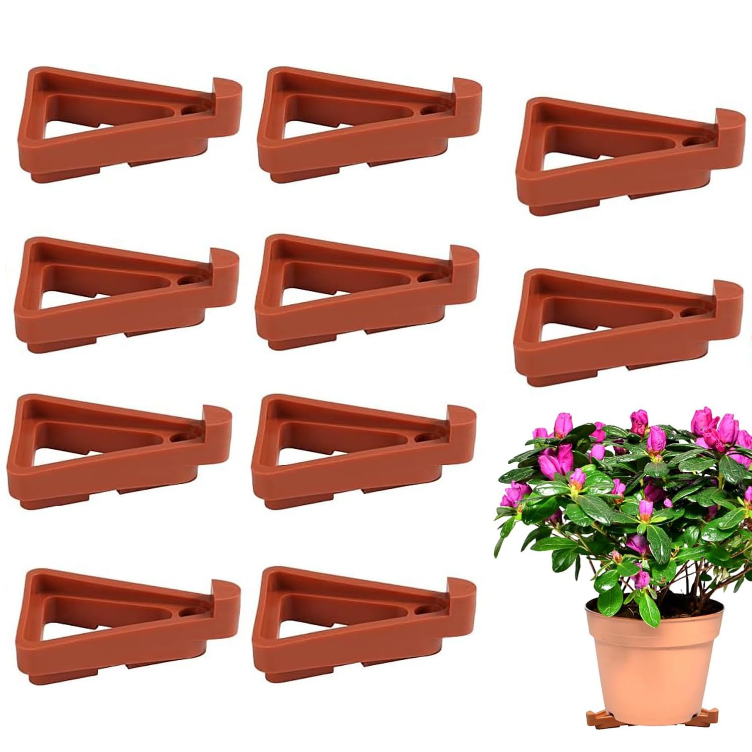 Pubiao 24 Pcs Pots Feet Plant Flower Invisible Pot Risers Triangle Toes Lifters Plastic Planters Stand for Better Water Drainage Indoor and Outdoor Garden Patio Small Large Plant Pot