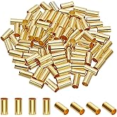 HOBBIESAY 100Pcs Crimp Tube Beads Bulk 10mm Gold Plated Tube Bead Crimping Bead Accessories Column Loose Spacer Beads for Jewelry Making Hole: 4.5mm