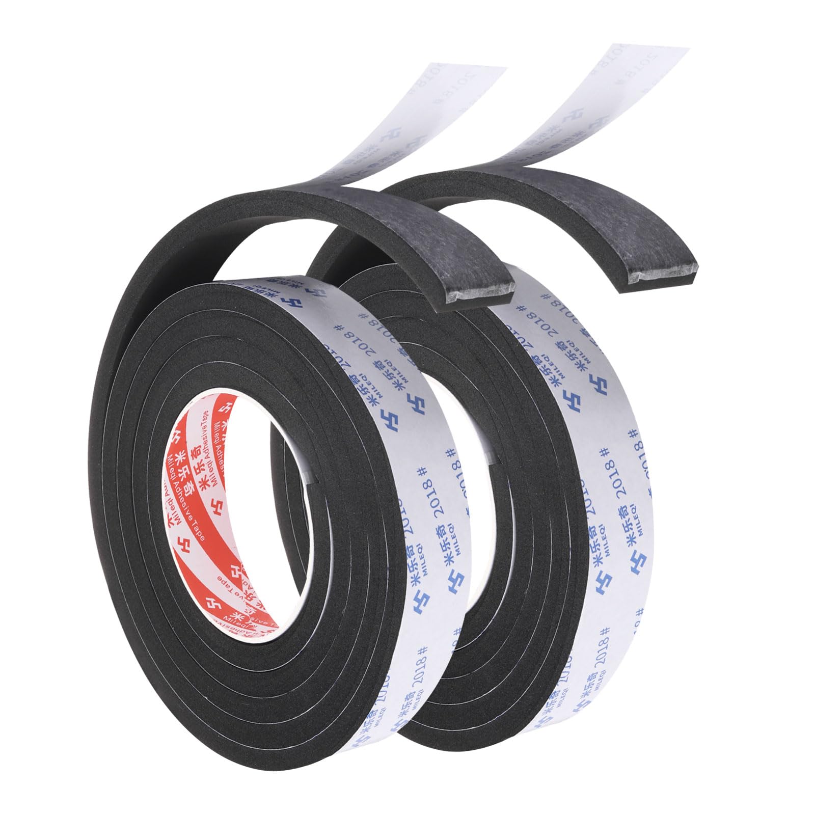 PATIKIL 2m/6.6ft Sealing Foam Tape, 2 Pack 3cm Wide 10mm Thick Single Sided Weather Stripping Door Seal Strip for Window Door Insulation, Black