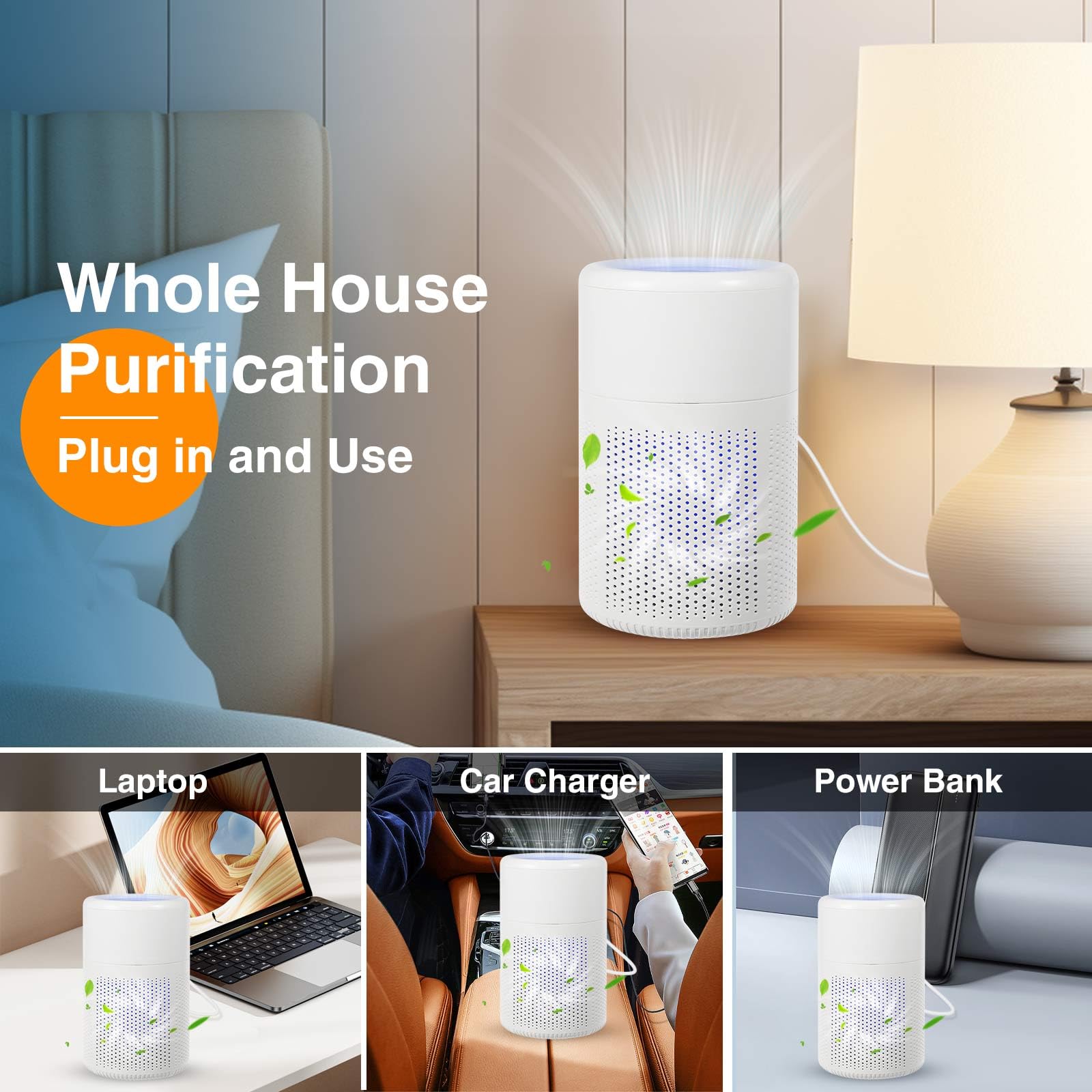 Air Purifiers for Bedroom Home,Air Purifiers for Home Pets - H13 Air Purifier for Hepa 20db Quiet Small Air Cleaner with Aroma Quiet for Pet Dander Pollen Smoke Dust Odor for Bedroom Office