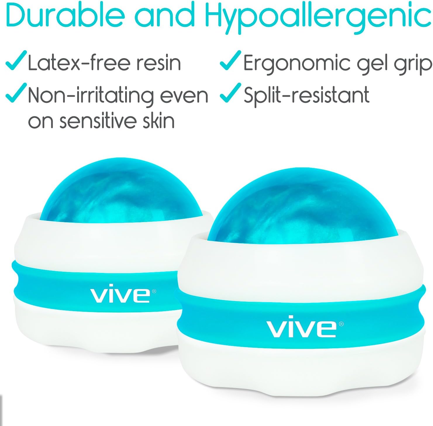 Vive Massage Roller Ball (2-Pack) - Self, Full Body Manual Mini Massager for Athletes and Sore Muscle Pain Relief, Recovery - Relaxing Therapy for Arms, Legs, Back and Foot: Health & Personal Care