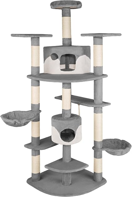 Tectake Arbre à Chat Griffoir Fippi 201 Cm Diverses Couleurs Au Choix Gris Blanc No 402184