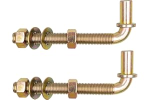 ZUIWAN 2PCS 6” Heavy Duty J-Bolt Gate Hinge for Chain Link Fence Gate,J Bolt Post Hinge with 5/8" Hinge pin,T Post Gate Hinge for Panel Gate,Adjust Farm Gate Hardware,Brass (Nuts,Washers Inclued)