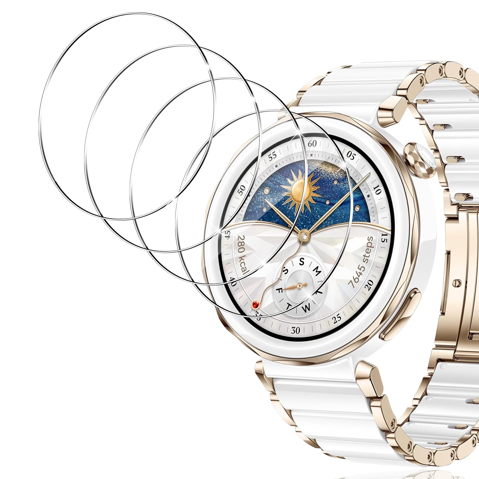 Yenwen Tempered Glass for Huawei Watch GT 5 Pro (42 mm) Protection, 4 Pieces 9H Hardness Anti-Scratch Tempered Screen Protector for Huawei Watch GT5 Pro 42 mm, Bubble Free Transparent